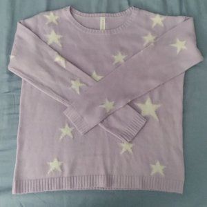 Aeropostale women sweater pastel purple with white stars long sleeve large